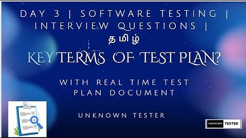 Day 3 | Test Plan Components in Software Testing | தமிழ்