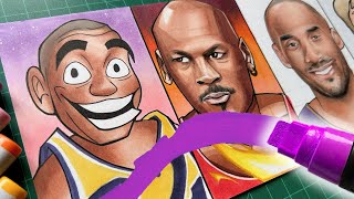 NBA LEGENDS Drawn In 5 WILD Art Styles! 🎨