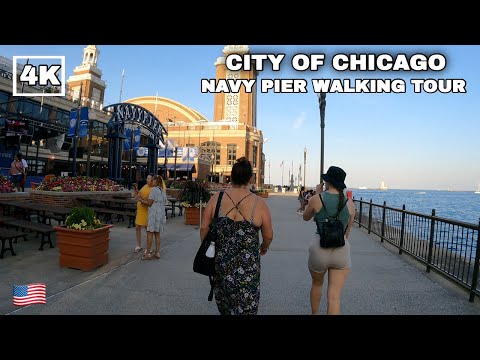 CHICAGO, ILLINOIS 🇺🇸 - NAVY PIER OUTDOOR SUMMER 2023 WALKING TOUR,  [4K 60FPS]