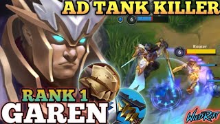 GAREN ANNOYING AD TANK DAMAGE! TOPLANE MVP PLAY - TOP 1 GLOBAL GAREN BY I am Sunlight - WILD RIFT