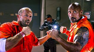 La Roca y Jason Statham vs. una prisión entera | Rápidos y furiosos 8 | Clip en Español