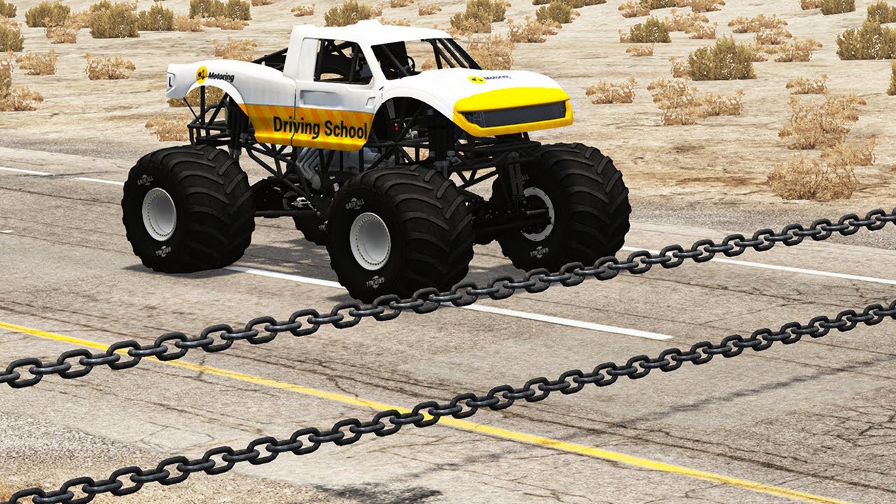 Cars vs Double Chain - BeamNG.DRIVE