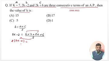 If k+7,2k-2 and 2k+6 are three consecutive term of A.P. find the value of k