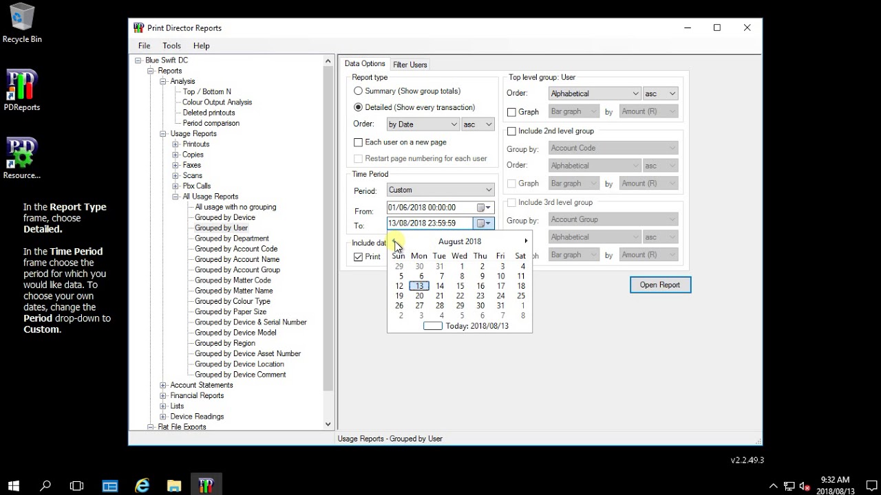 How to open a printing report - YouTube