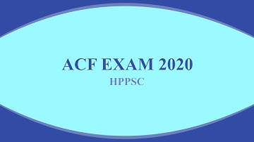 ACF QUESTION PAPER 2020 HPPSC