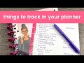 64 Things to track in your planner | Brainstorm planning sesh