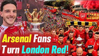 Arsenal Trophy Parade in London || Arsenal Fans Turn London Red 