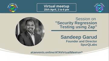 #ATAVirtualMeetup2 - Security Regression Testing Using ZAP - session by Sandeep Garud