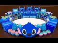 Blue stitch slime mixing makeup glitter and more into glossy slime satisfying slime 761