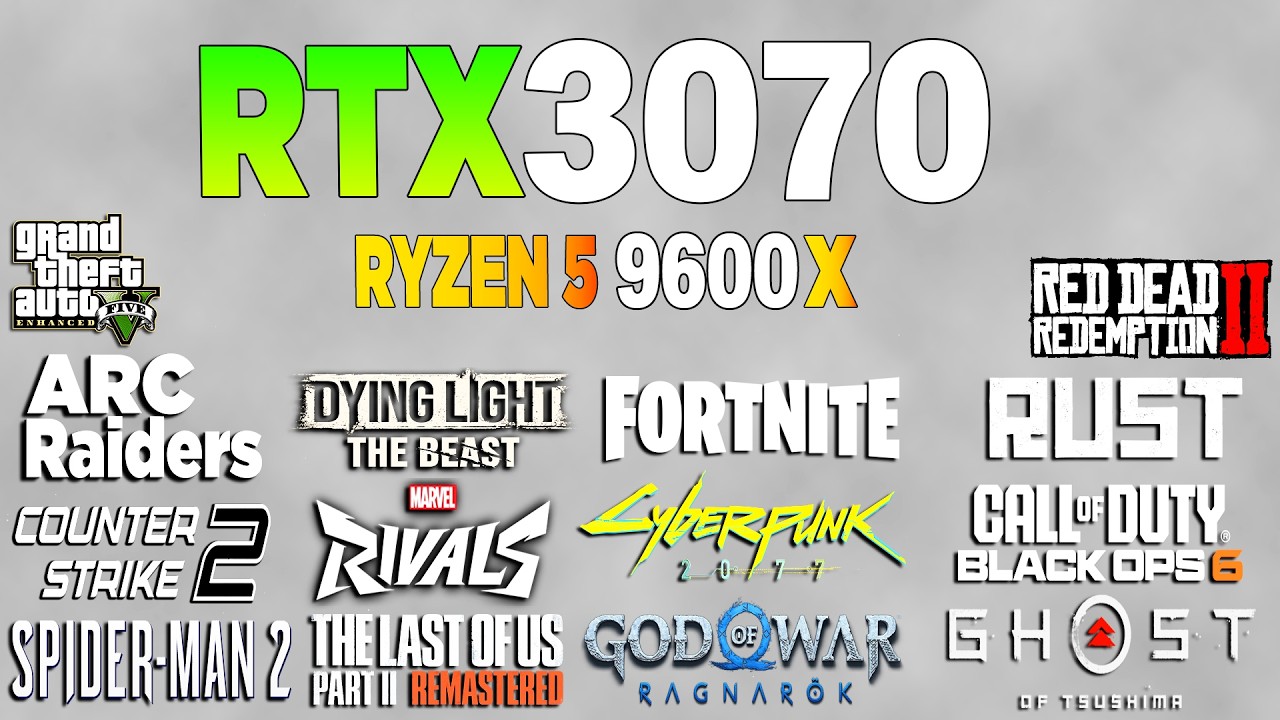 RTX 3070 + Ryzen 5 9600x Overclock - Test in 16 Games Benchmark 