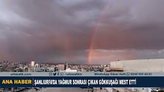 Şanlıurfada Yağmur Sonrası Çıkan Gökkuşağı Mest Etti
