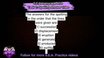 S.E.A. Language Arts || Task 1: Spelling Answer Video | Practice Test
