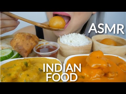 ASMR Indian FOOD Shahi Paneer, Butter Chicken, Naan & Gulab Jamun (Dessert) *NO Talking Eating Sound