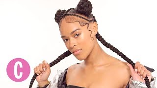 Braided Bantu Buns with Braids ft. Serayah | The Braid Up | Cosmopolitan