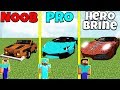 Minecraft Battle: NOOB vs PRO vs HEROBRINE: CAR BUILD CHALLENGE / Animation