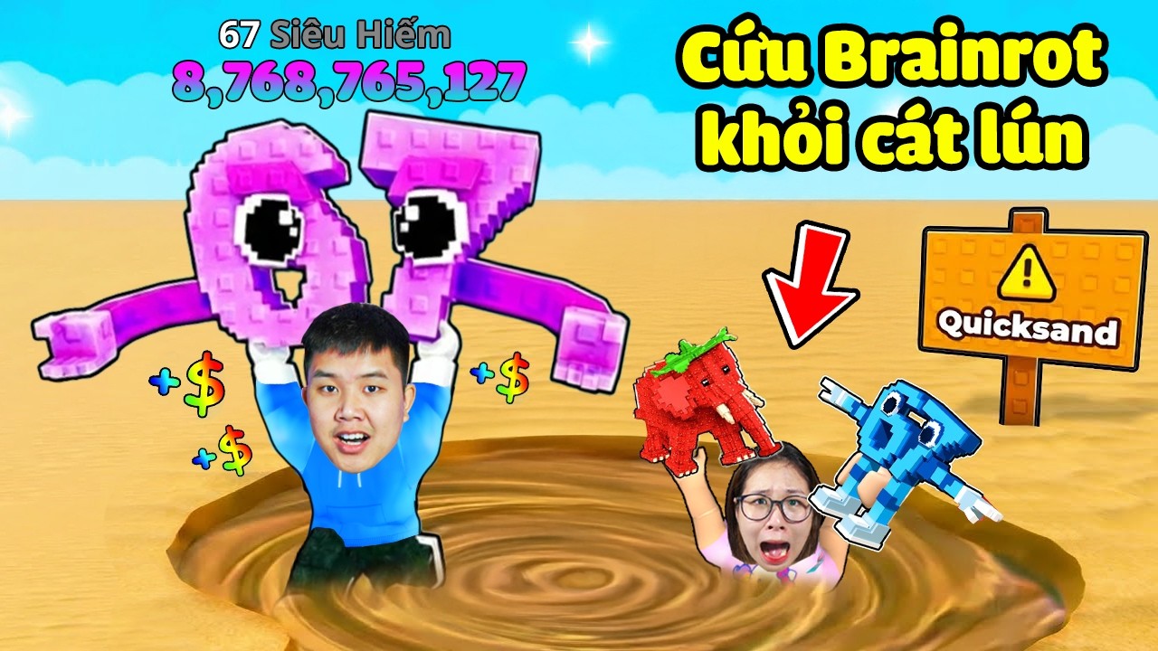 Thử thách cứu Brainrot siêu hiếm đắt tiền khỏi cát lún nguy hiếm !? bqThanh Thoát Ốc Bị Chìm