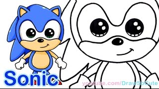 How to Draw Sonic the Hedgehog Cute step by step Easy(Follow along to learn how to draw Sonic Cute and easy. Join me on Facebook www.facebook.com/drawsoocute to get updates and post your drawings. You can ..., 2015-09-19T17:59:20.000Z)