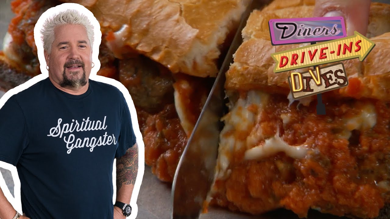 Guy Fieri Eats an Italian Meatball Sub | Diners, Drive-Ins and Dives | Food Network