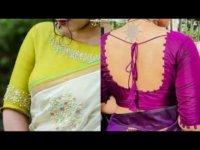 Simple Blouse Neck Design Images/Simple Saree Blouse Designs New/ Latest Simple  Blouse Neck Patterns 