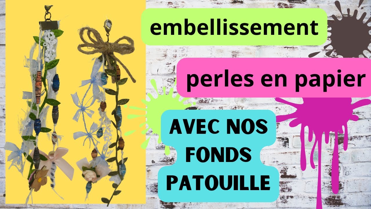Tuto facile embellissement  bijou avec des perles  en papier patouille