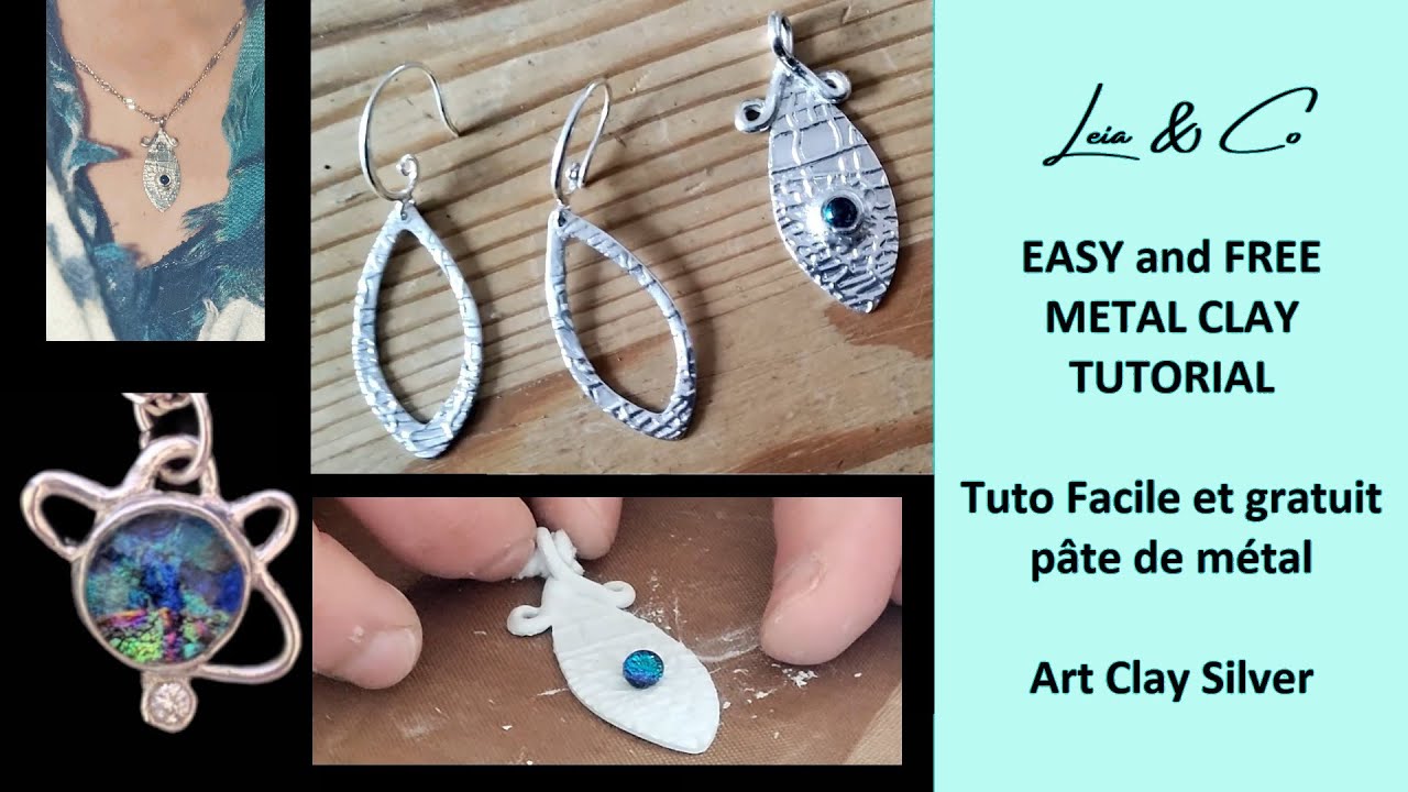 Art Clay Silver pendant easy tutorial - metal clay for beginners [English &  French subtitles] 