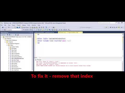 MSSQL - Fix Error - ALTER TABLE ALTER COLUMN Col1 failed because one or more objects access this col