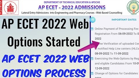 AP ECET 2022 Web Options Started/AP ECET 2022 Web Options process/APECET 2022 College