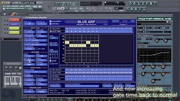 BlueARP & Motif XS (electric guitar arpeggios/gate per step)