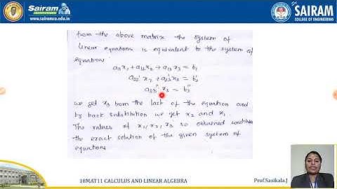 Lecture video_ 18MAT11_ Module- 5_ Gauss Elimination Method_  Sasikala J