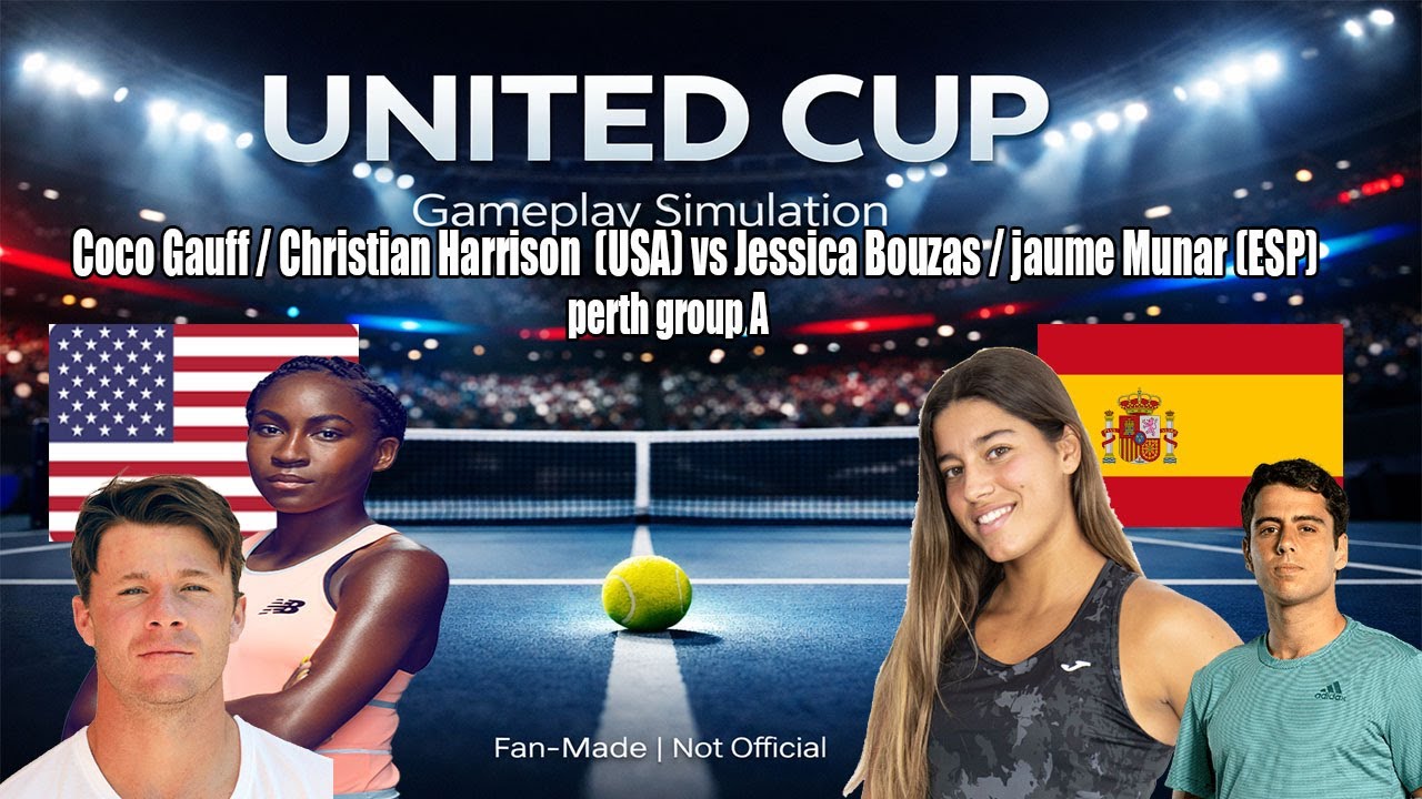 UNITED CUP 2026 | Coco Gauff & Christian Harrison vs Bouzas & Munar | Gameplay Simulation