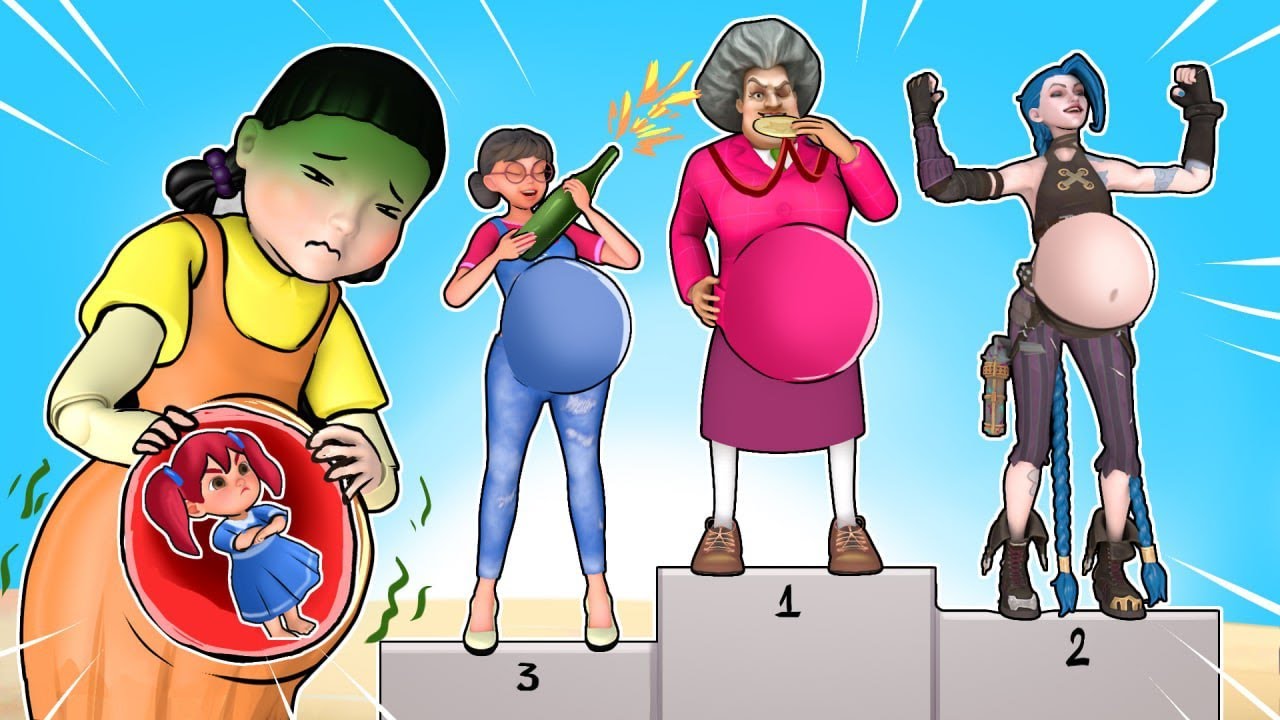 Squid Game vs Scary Teacher 3D Pregnant Women's Candy flipping