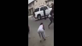 Massive brawl between black people in the ghetto