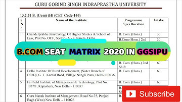 B.COM (H) IP UNIVERSITY 2020 SEATS wise COLLEGES and which COLLEGE TO TARGET? with CET book link