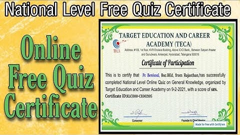 Free Quiz With Certificate || Free Webinar Certificate 2021 || Online Free Quiz Certificate