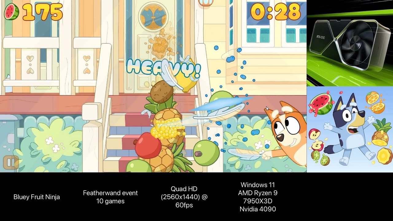 Bluey Fruit Ninja on Windows PC - Featherwand (10 games)
