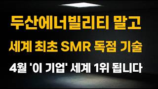 [주식] 두산에너빌리티 말고 세계 최초 SMR 독점 기술 4월 '이 기업' 세계 1위 됩니다.[4월주식전망, 테라파워, SMR관련주, 뉴스케일파워, 원전대장주, 한전기술]