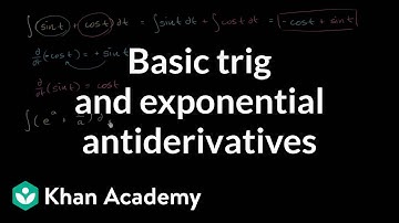 Indefinite integrals of sin(x), cos(x), and e_ | AP Calculus AB | Khan Academy