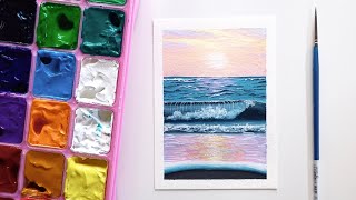 Seascape Painting using Himi Gouache | REAL TIME TUTORIAL