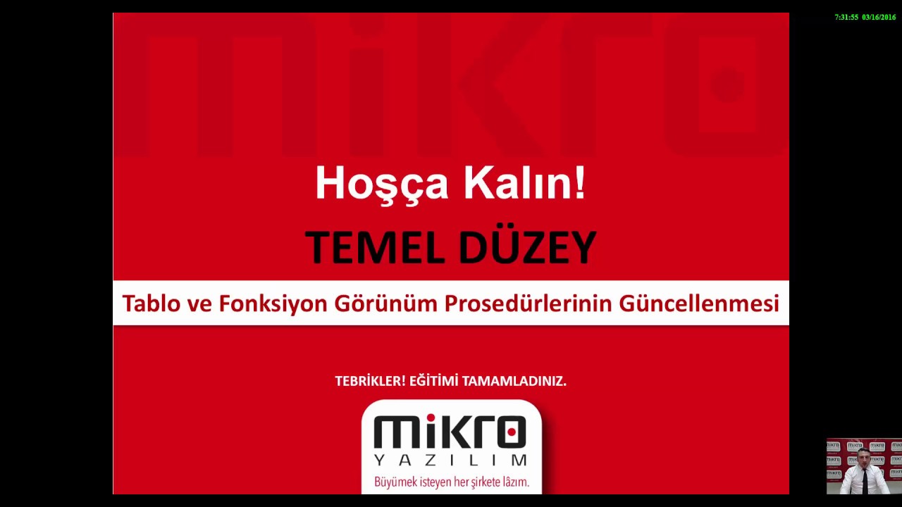 Mikro Yazılım Tablo ve Fonksiyon Görünüm Prosedürlerinin Güncellenmesi Eğitimi