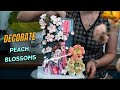 Decorate peach blossoms on cake  cch decor nhng bng hoa o trn thn bnh cao  khng b ri
