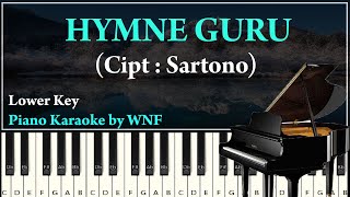 IRINGAN PIANO HYMNE GURU LOWER KEY | Karaoke Lagu Nasional Indonesia Hymne Guru