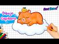 Cómo dibujar CAPIBARA SOBRE UNA NUBE | Dibujos paso a paso
