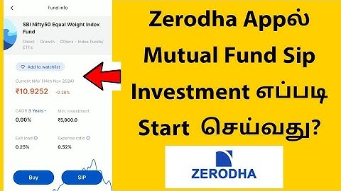 How To Start Investing On Mutual Funds Sip Method On Zerodha App In Tamil