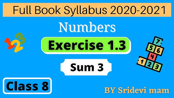 TN class 8 maths chapter 1 Numbers exercise 1.3 sum 3 8th std full book new syllabus 8th maths tamil