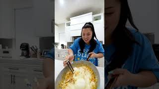 making viral carbonara cheesy noodles