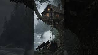 Survived Another day on the Island #survival #cozycabin #treehouse #forestlife