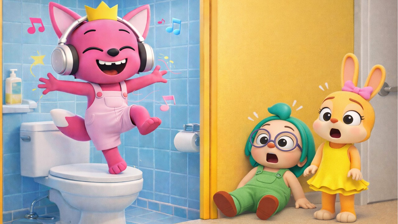 Pinkfong's Dance Party in the Bathroom 🎶🚽 | The Surprise of the Day! | Funny Pinkfong Animation