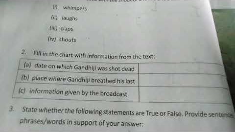 The Passing Away of Bapu Unit 1 Comprehension Exercise