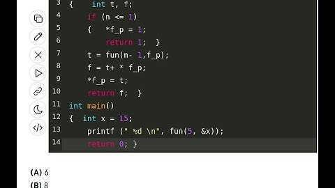 GATE 2009 CS/IT C PROGRAMMING | RECURSION| fun(5,&x) | fun(int n ,int *f_p)| t=fun(n-1,f_p); f=t+*fp