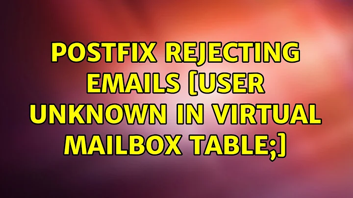 Postfix rejecting emails [User unknown in virtual mailbox table;]